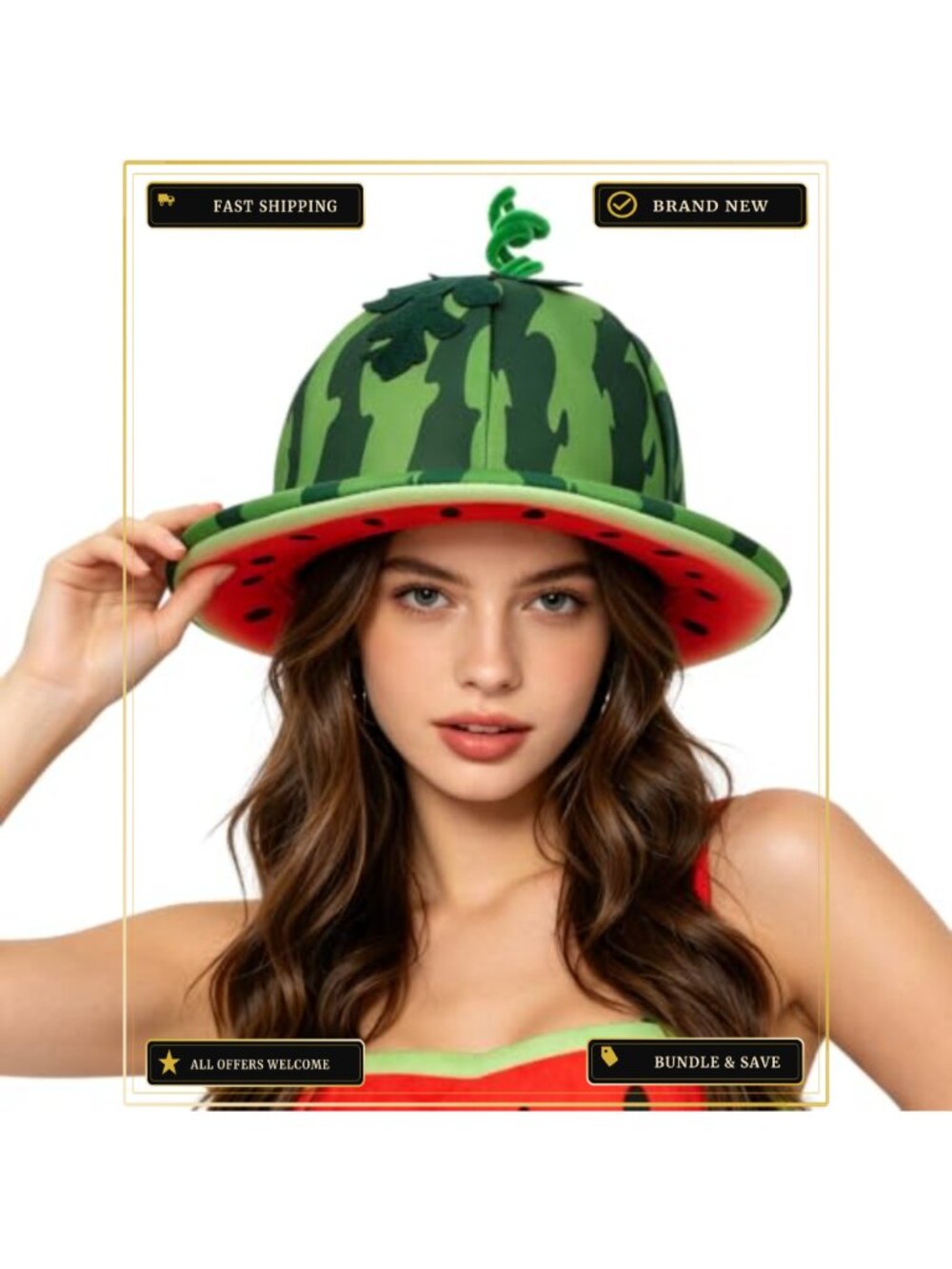 3D Fruit Plush Costume Bucket Hat Funny Watermelon Party Headwear